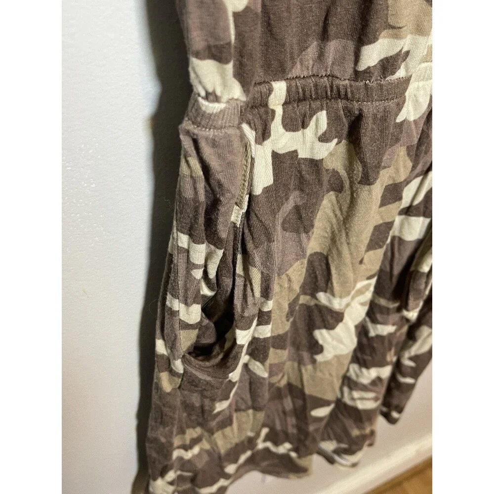 Zenana Women's Camo Print Romper Shorts With Cinche Tie Size X-Large